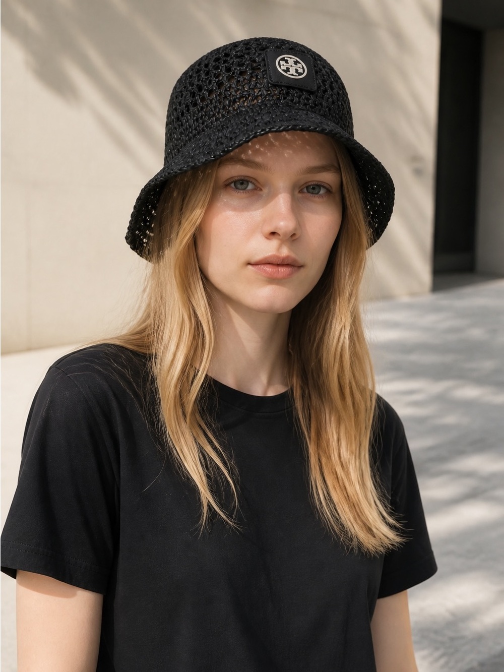 NWOT Tory Burch Straw Bucket Hat in Dark Navy - Size OS or One Size
